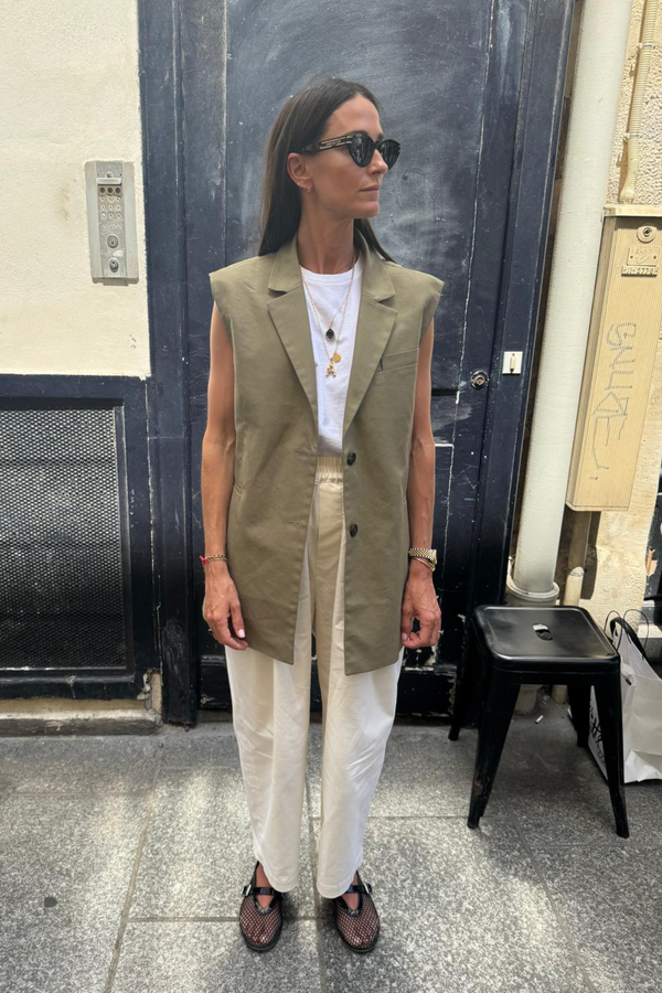 Milan Sleeveless Blazer | Khaki