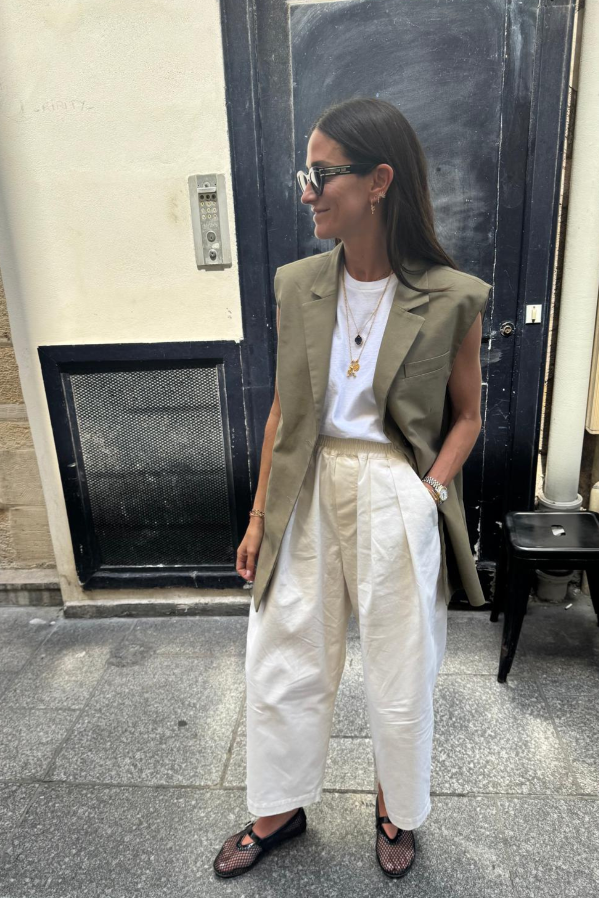 Milan Sleeveless Blazer | Khaki