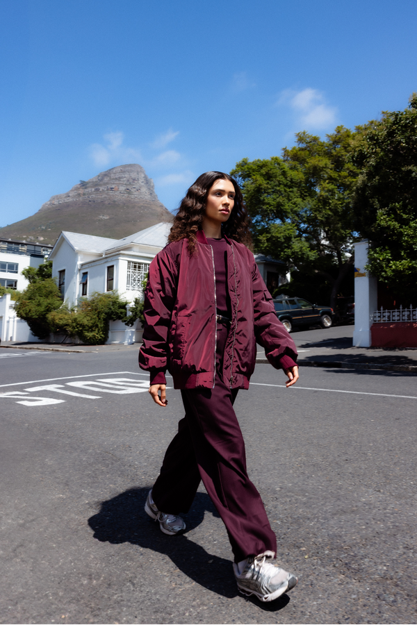 Michel Wide Pleated Trousers | Plum