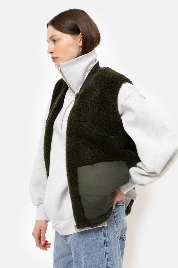 Gilet sans manches en teddy Gunther | Vert avocat
