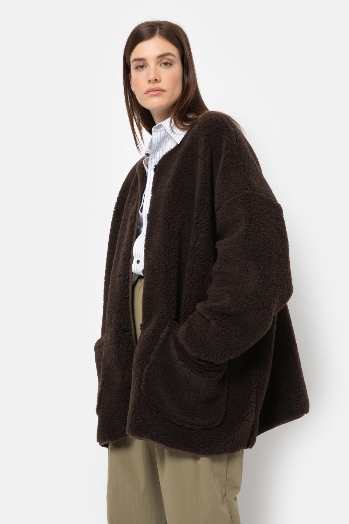 Hannah Veste oversize Teddy | Marron chocolat