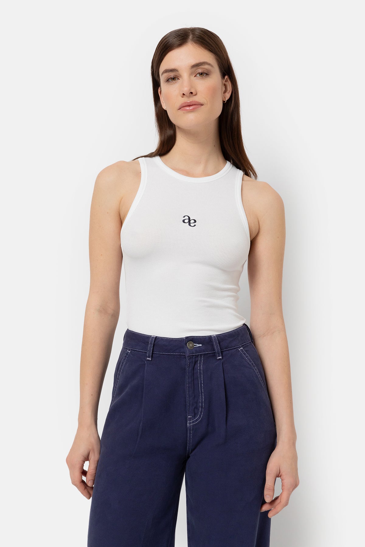 Kraft Ribbed Tank Top | White