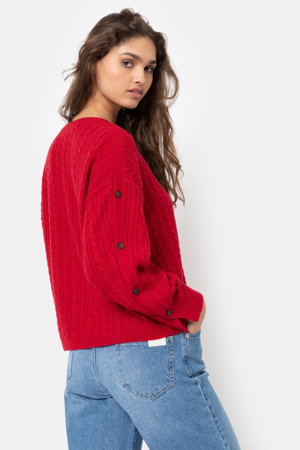 Invest Cable Knit Sweater | Toreador Red