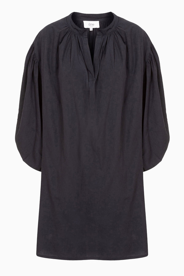 Instance Shirt Dress with Puff Sleeves | Black