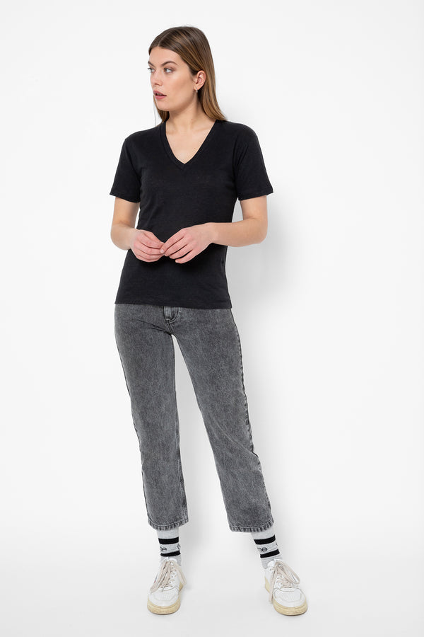 Dalton linen T-shirt | Black