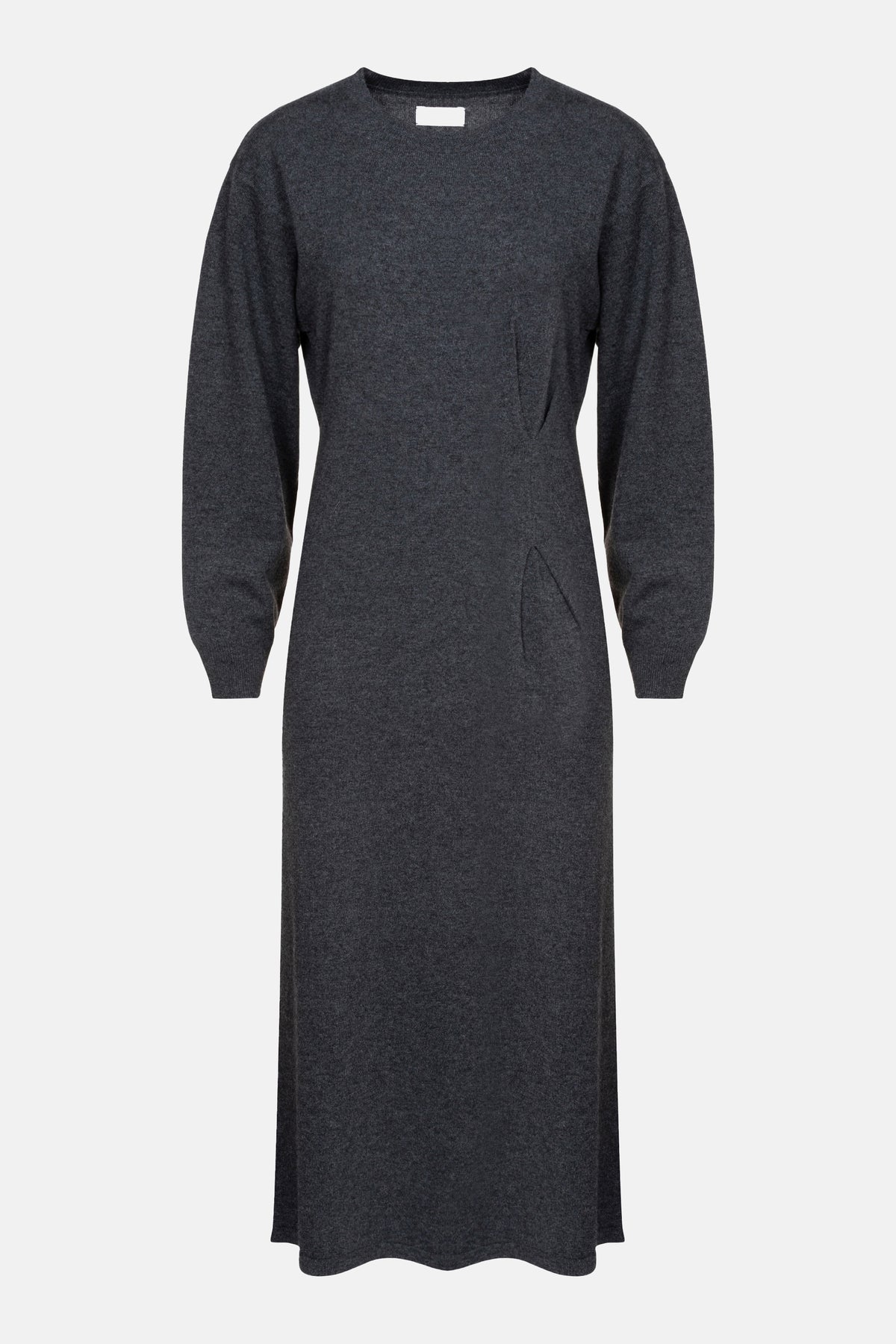 Ihave Long Knitted Dress with Pleat | Charcoal Grey