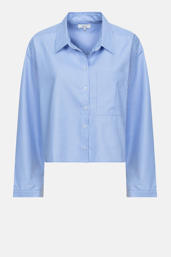 Lana Striped Cropped Shirt | Light Blue