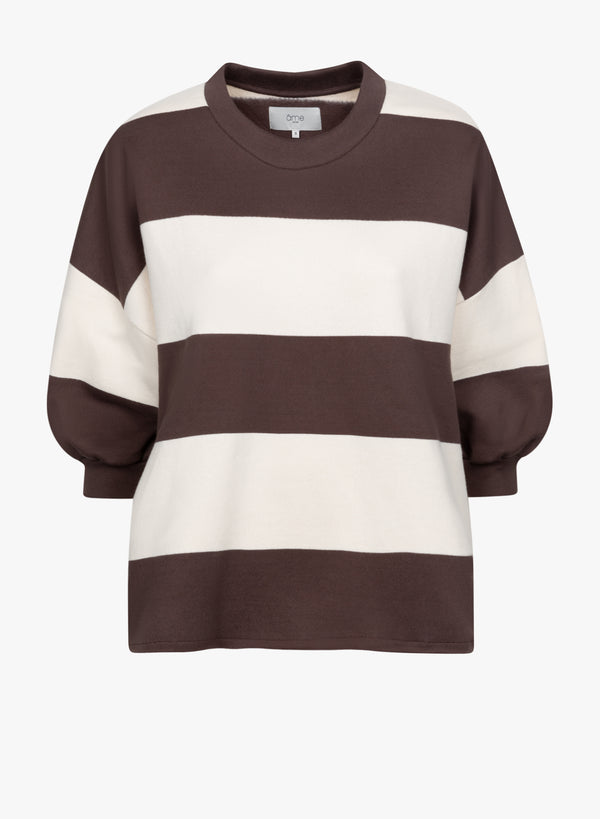 Liv Sweatshirt 3/4 Sleeves | Brown & Beige Stripes