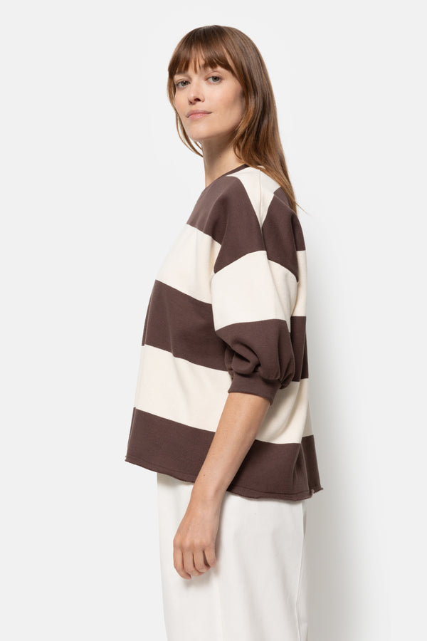 Liv Sweatshirt 3/4 Sleeves | Brown & Beige Stripes