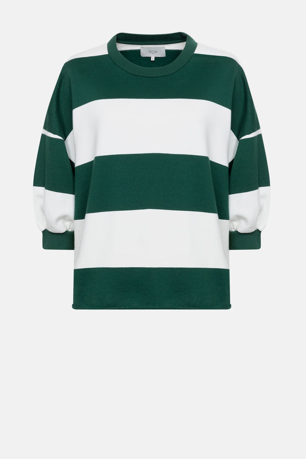 Liv Sweatshirt manches 3/4 | Rayures Vertes et Blanches