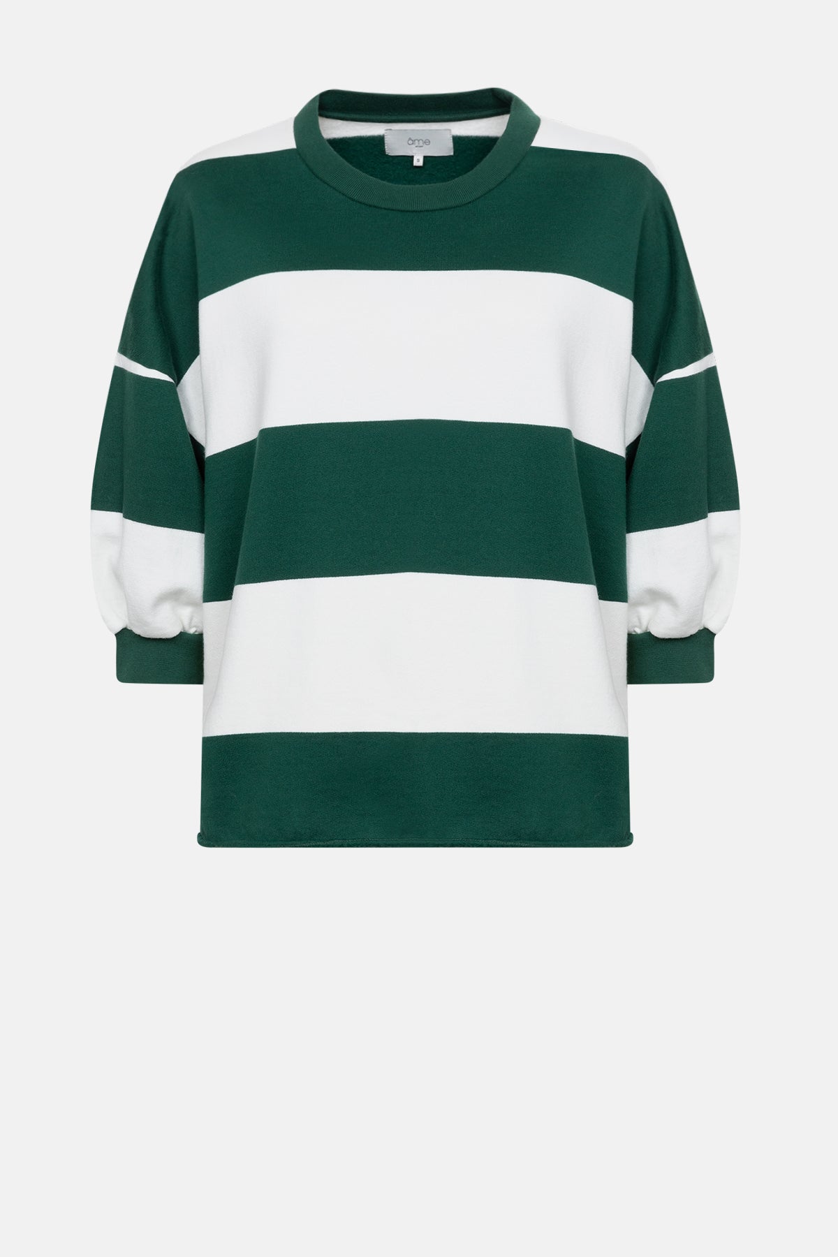 Liv Sweatshirt manches 3/4 | Rayures Vertes et Blanches