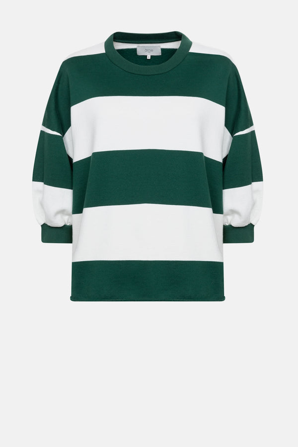 Liv Sweatshirt manches 3/4 | Rayures Vertes et Blanches