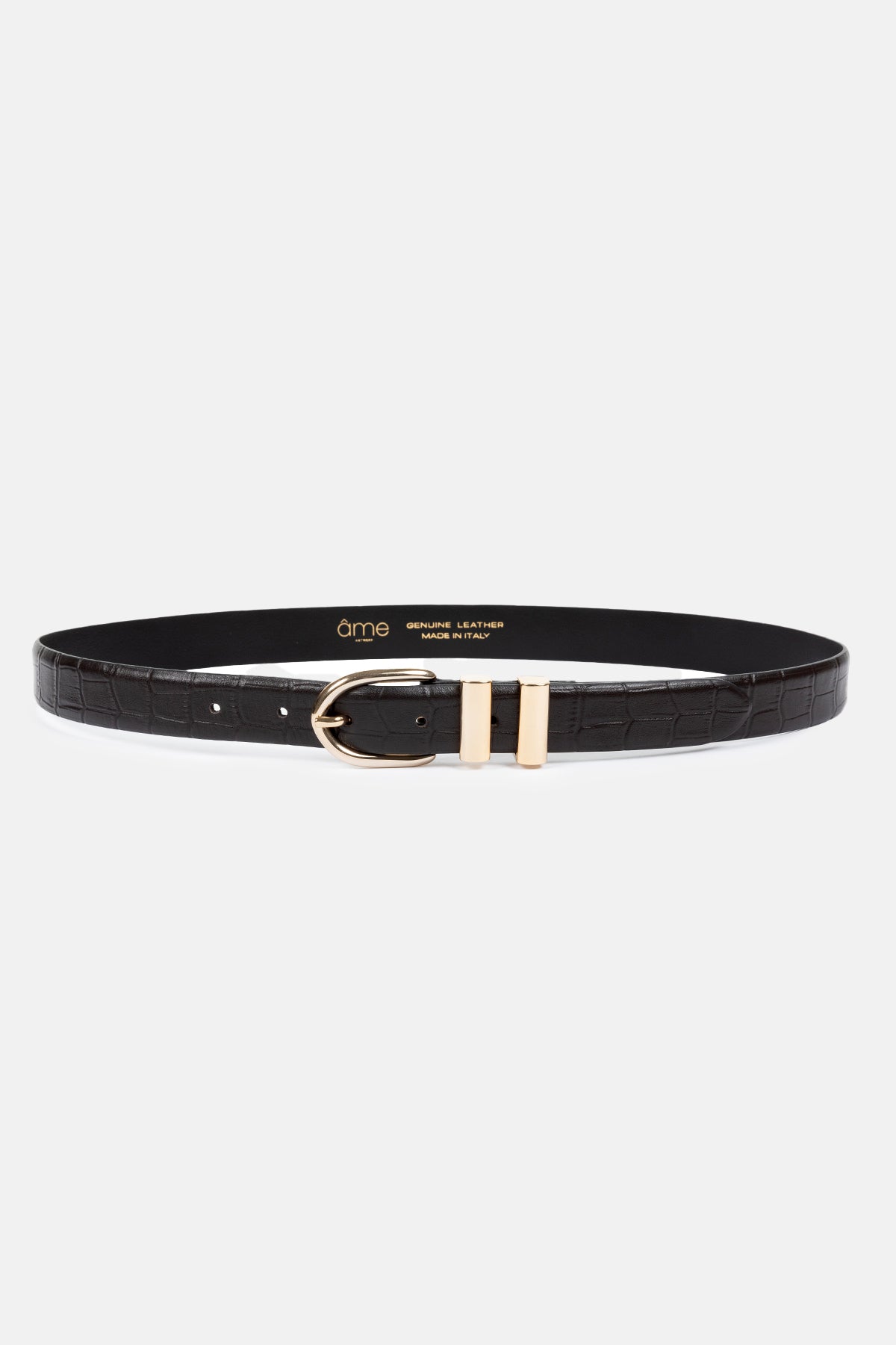 Ceinture en cuir marron Leon | Effet croco