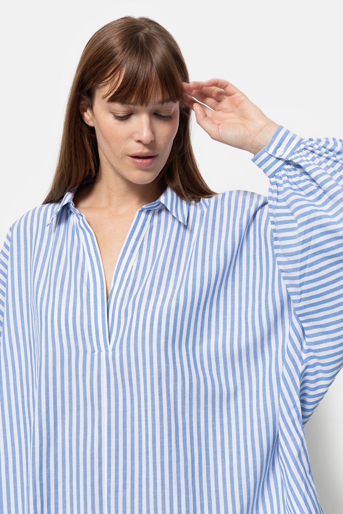 Madonna Polo Shirt | White & Blue Stripes