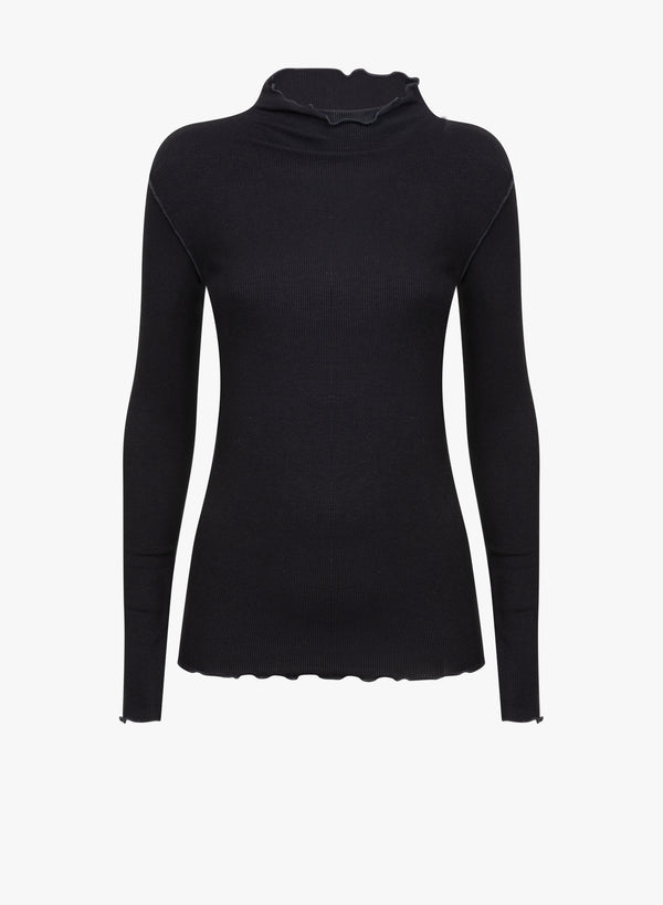 Malone Long Sleeved Ribbed T-Shirt | Black