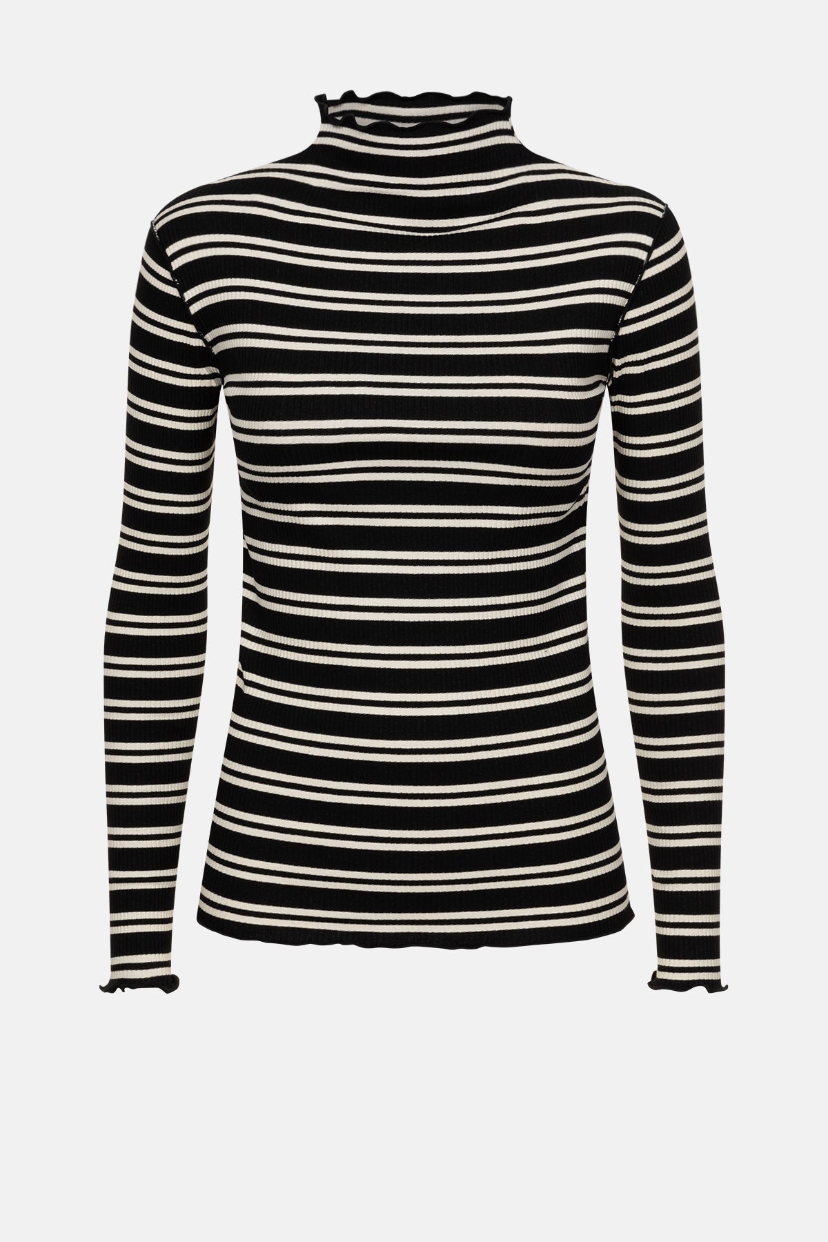 Malone Long Sleeved Ribbed T-Shirt | Black & White