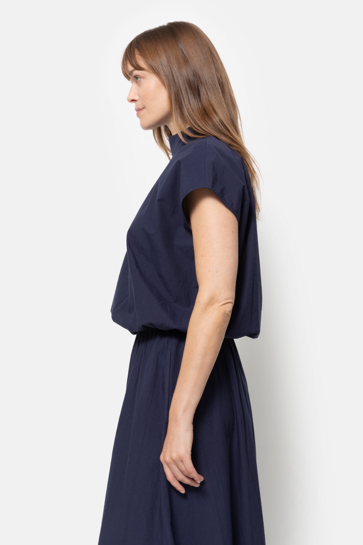 Mamounia Poplin Top | Bleu Marine