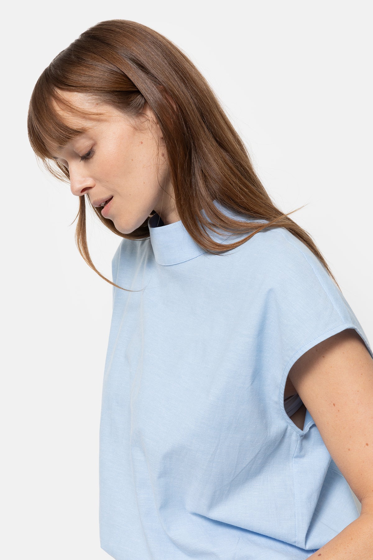 Mamounia Poplin Top | Bleu Clair