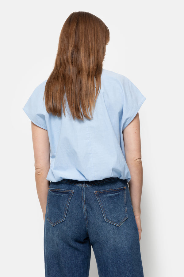 Mamounia Poplin Top | Bleu Clair