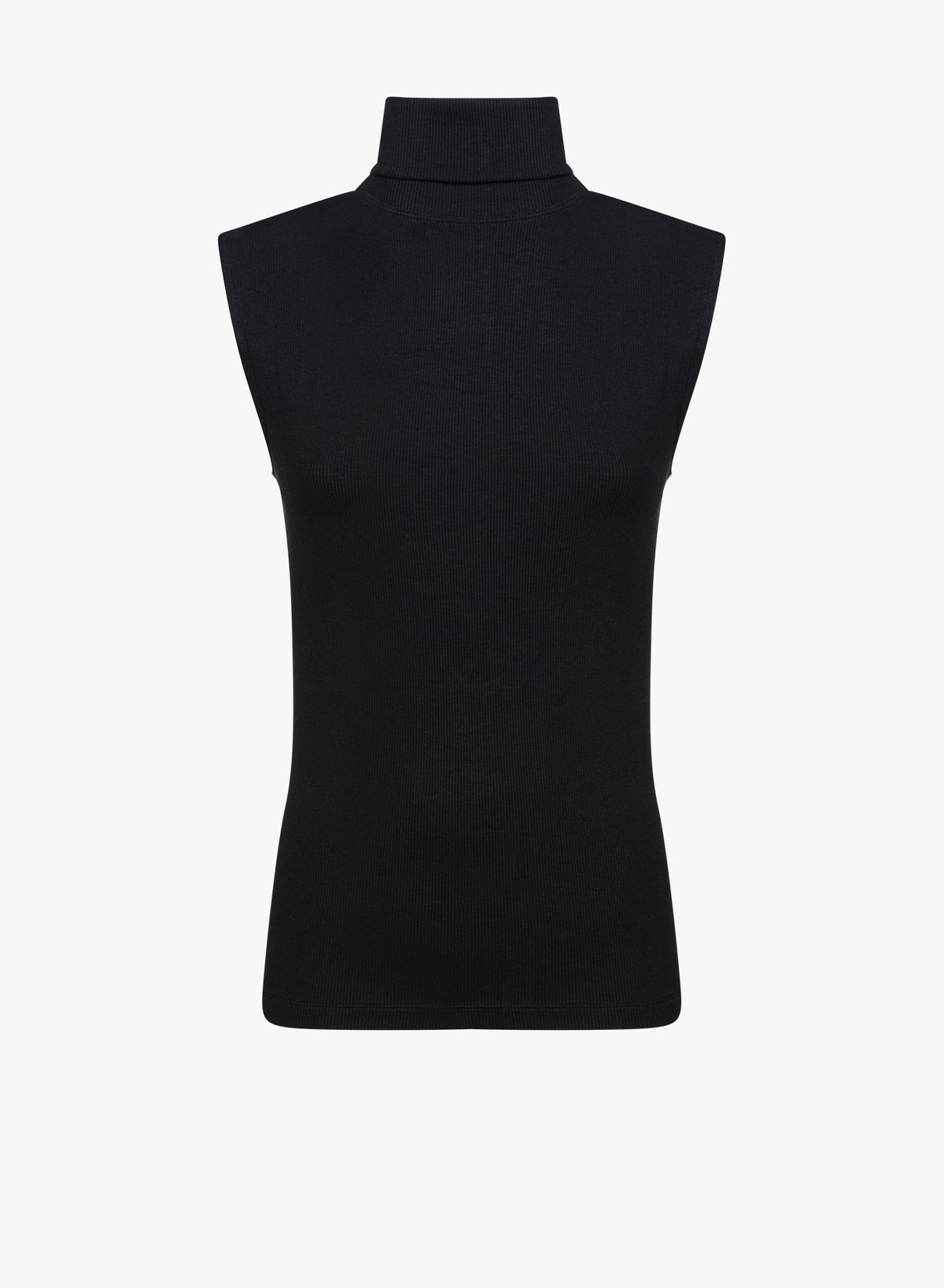 Martou Sleeveless Ribbed Turtle Neck Top | Black