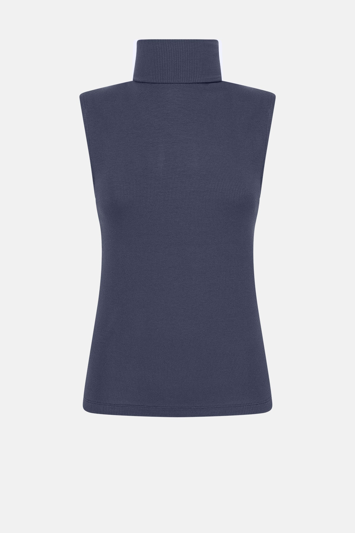 Martou Sleeveless Ribbed Turtle Neck Top | Navy Blue