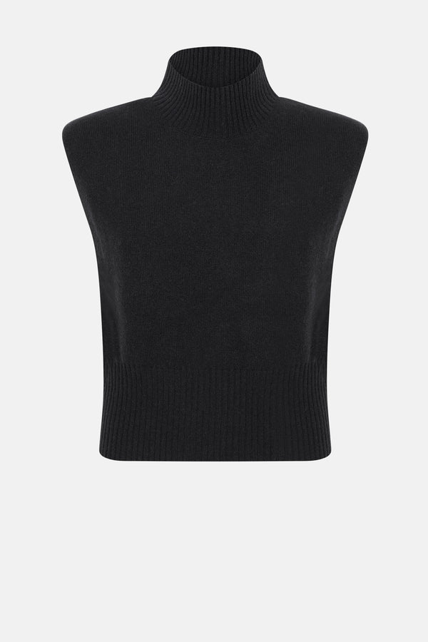 Minda Pull Sans Manches en Maille | Noir