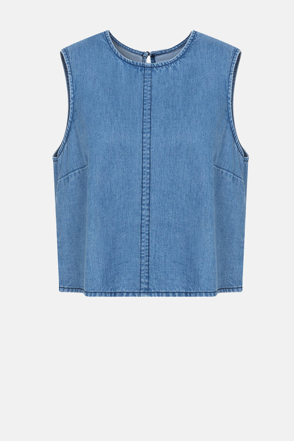 Top sans manches Lucy | Denim bleu clair