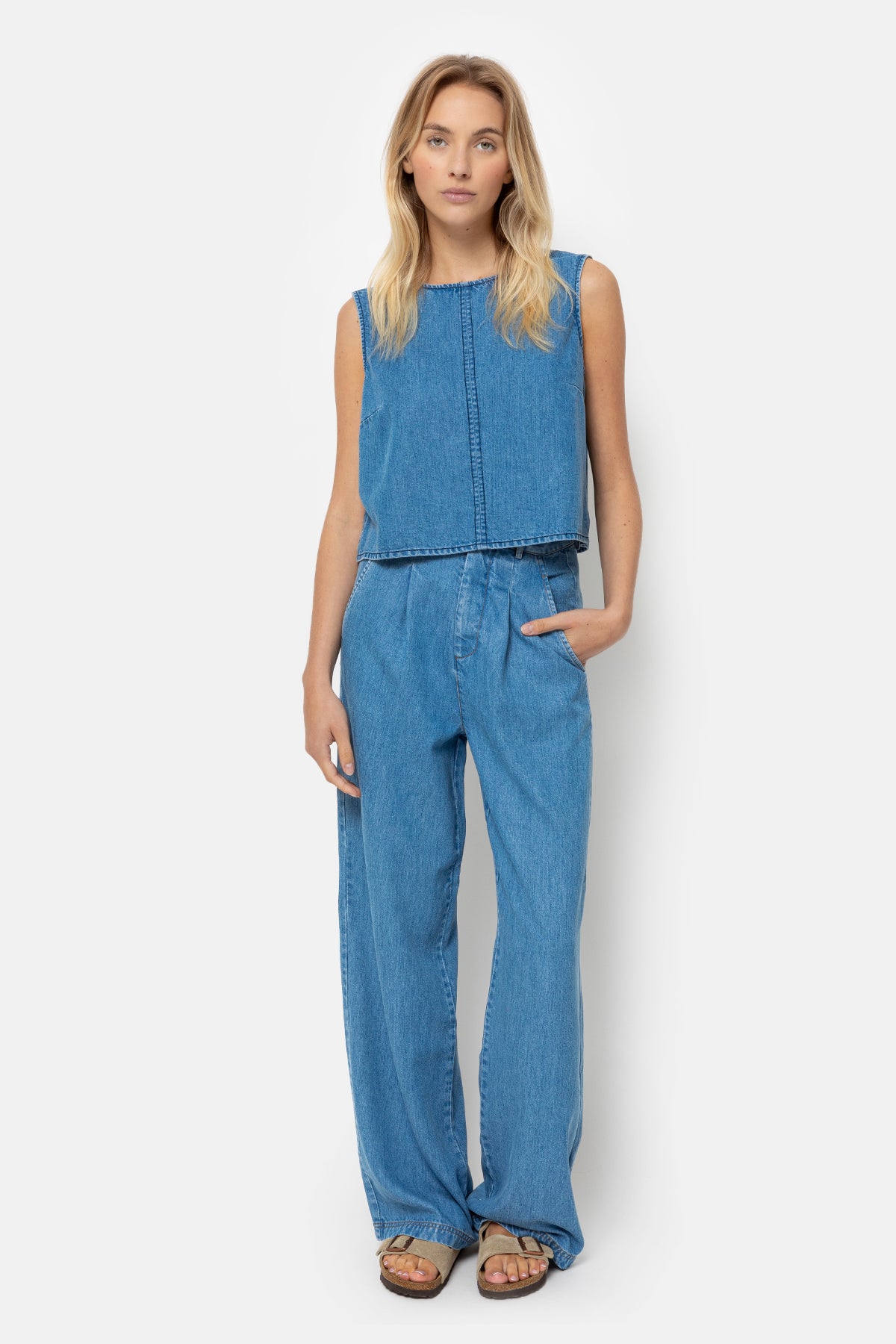 Top sans manches Lucy | Denim bleu clair
