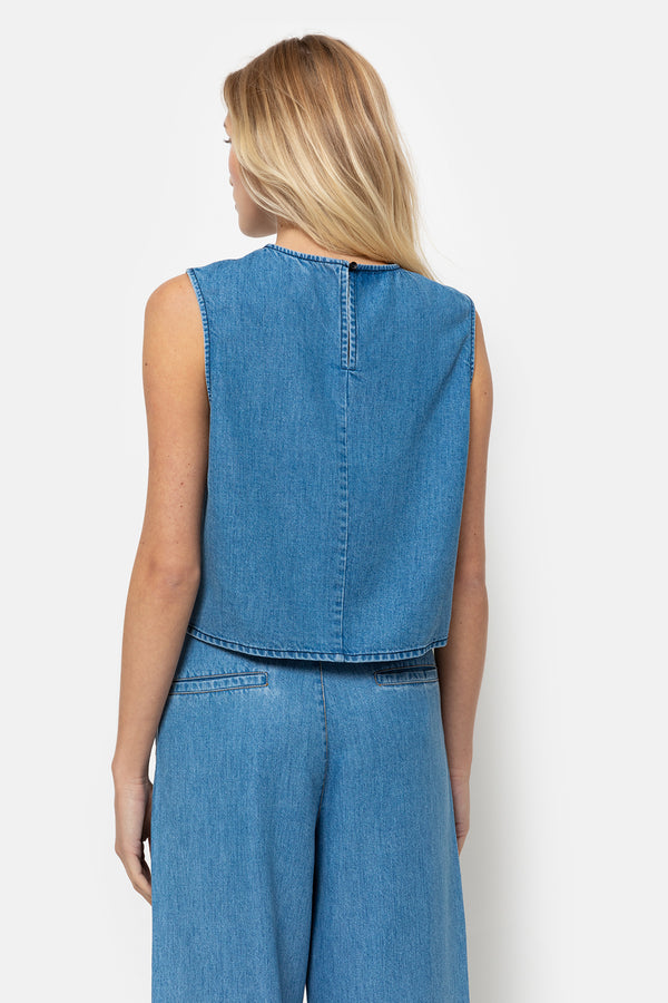 Top sans manches Lucy | Denim bleu clair