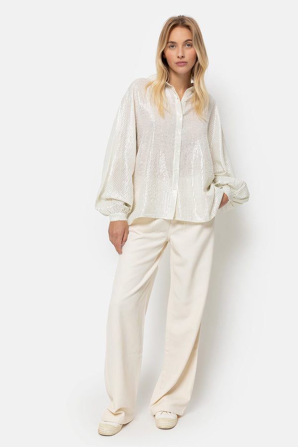 Gala Striped Oversized Shirt | Silver