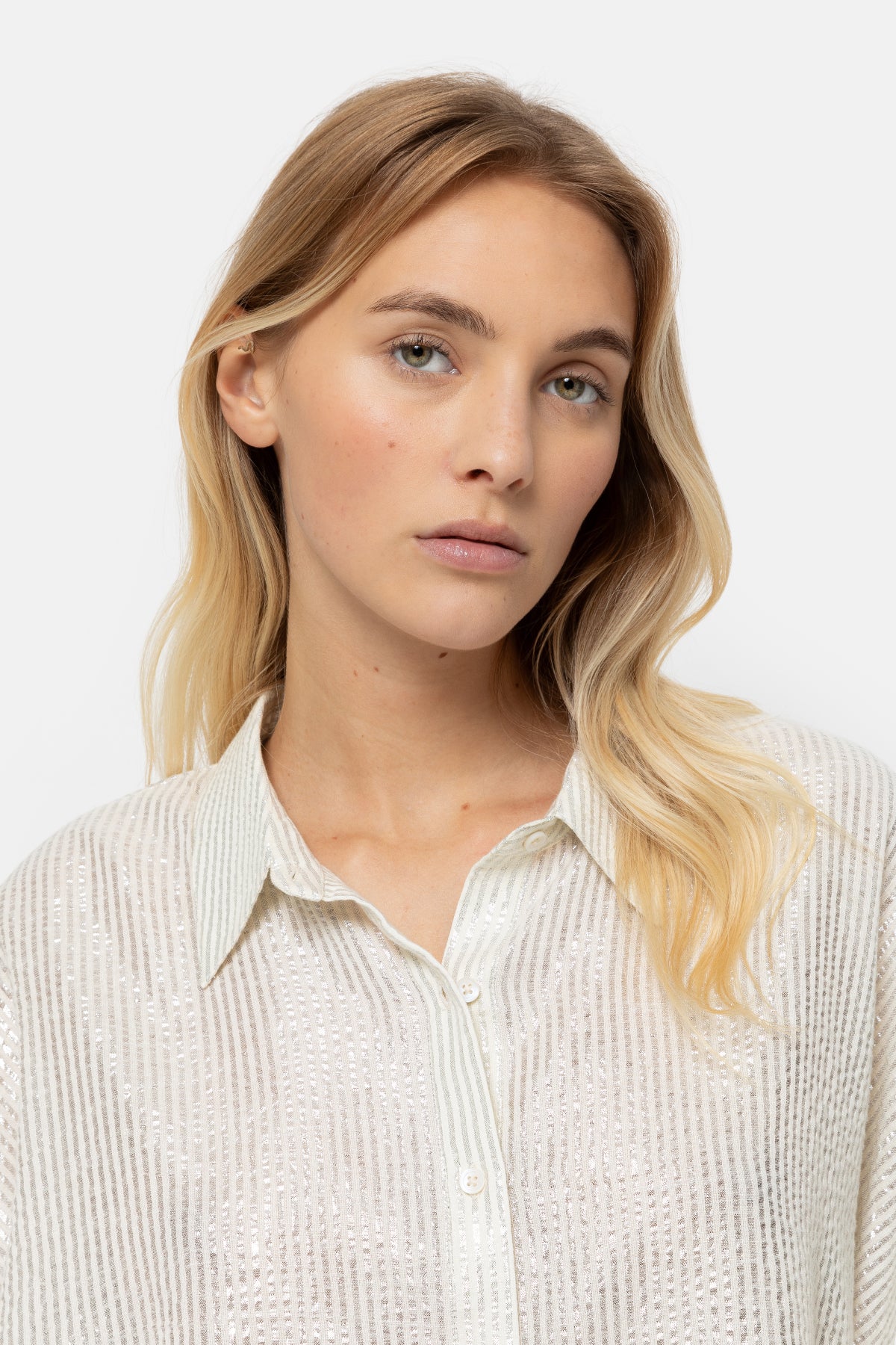 Gala Striped Oversized Shirt | Silver
