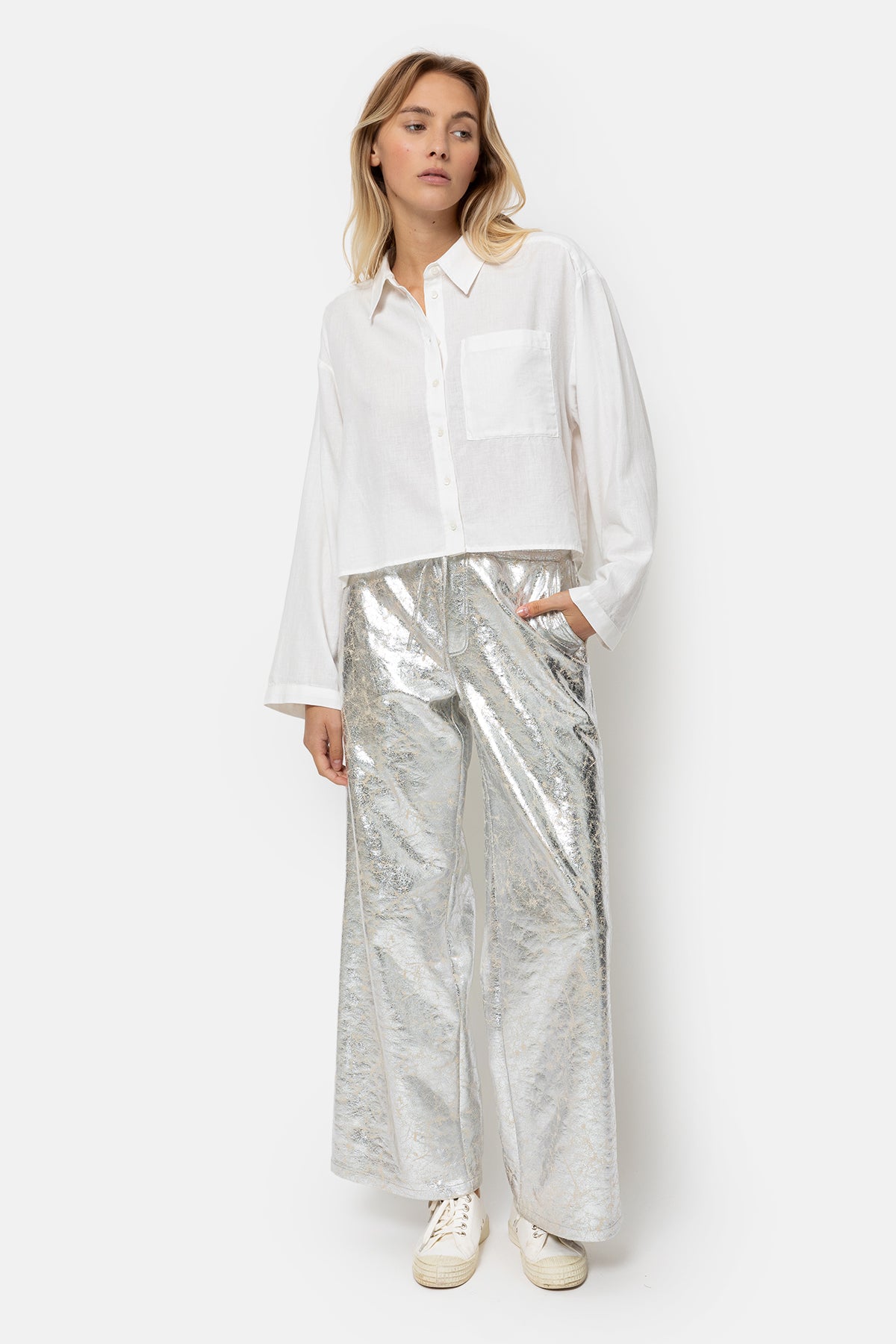 Lana Cropped Shirt | White