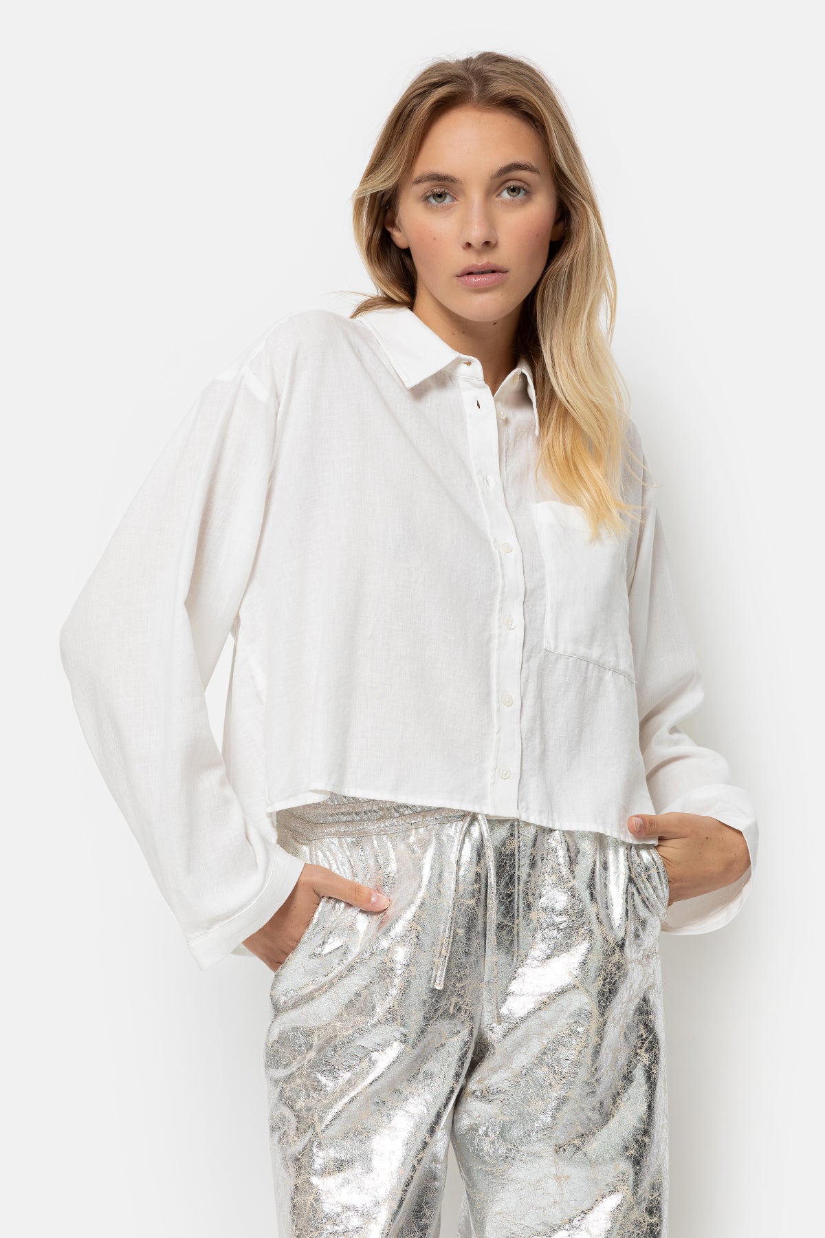 Lana Cropped Shirt | White