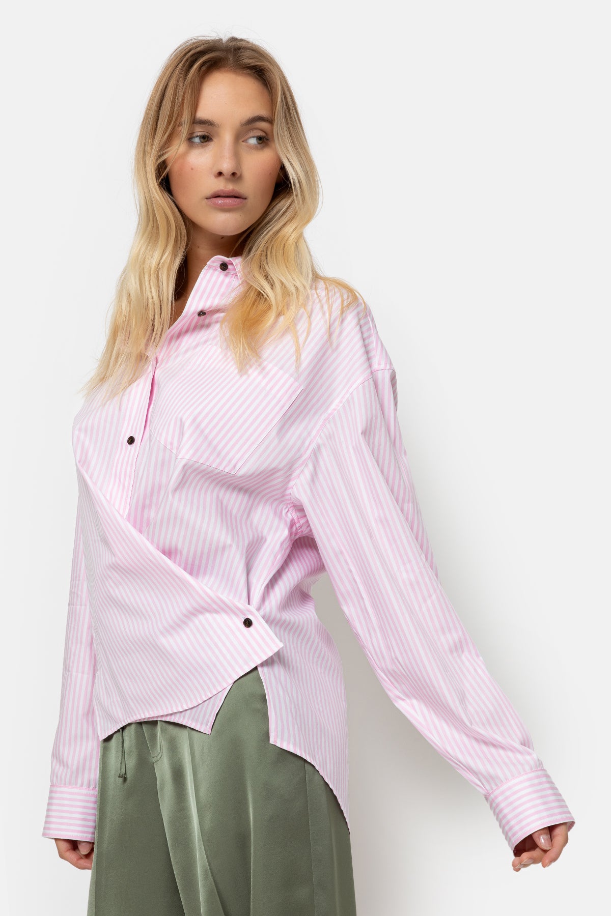 Larakter Chemise à rayures | Rayures roses et blanches
