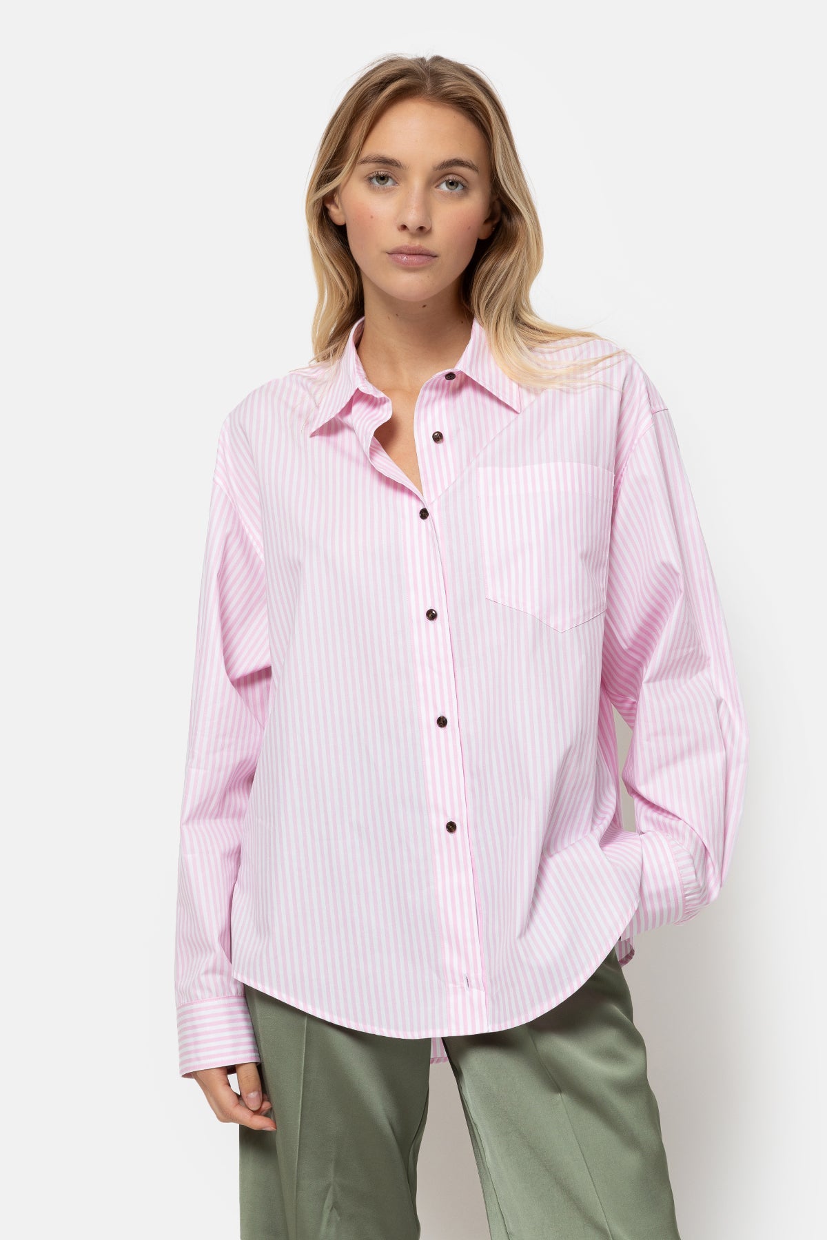 Larakter Chemise à rayures | Rayures roses et blanches