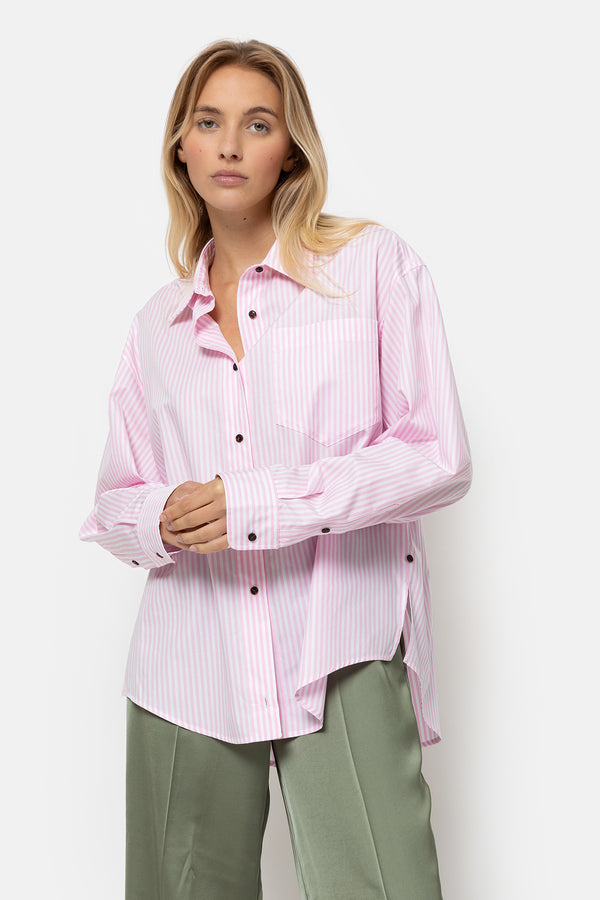 Larakter Chemise à rayures | Rayures roses et blanches