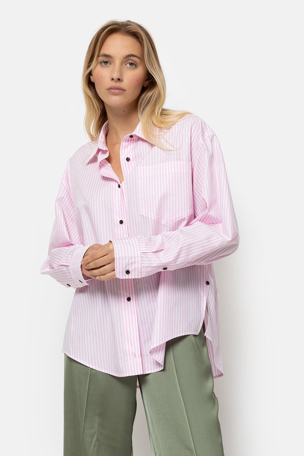 Larakter Chemise à rayures | Rayures roses et blanches