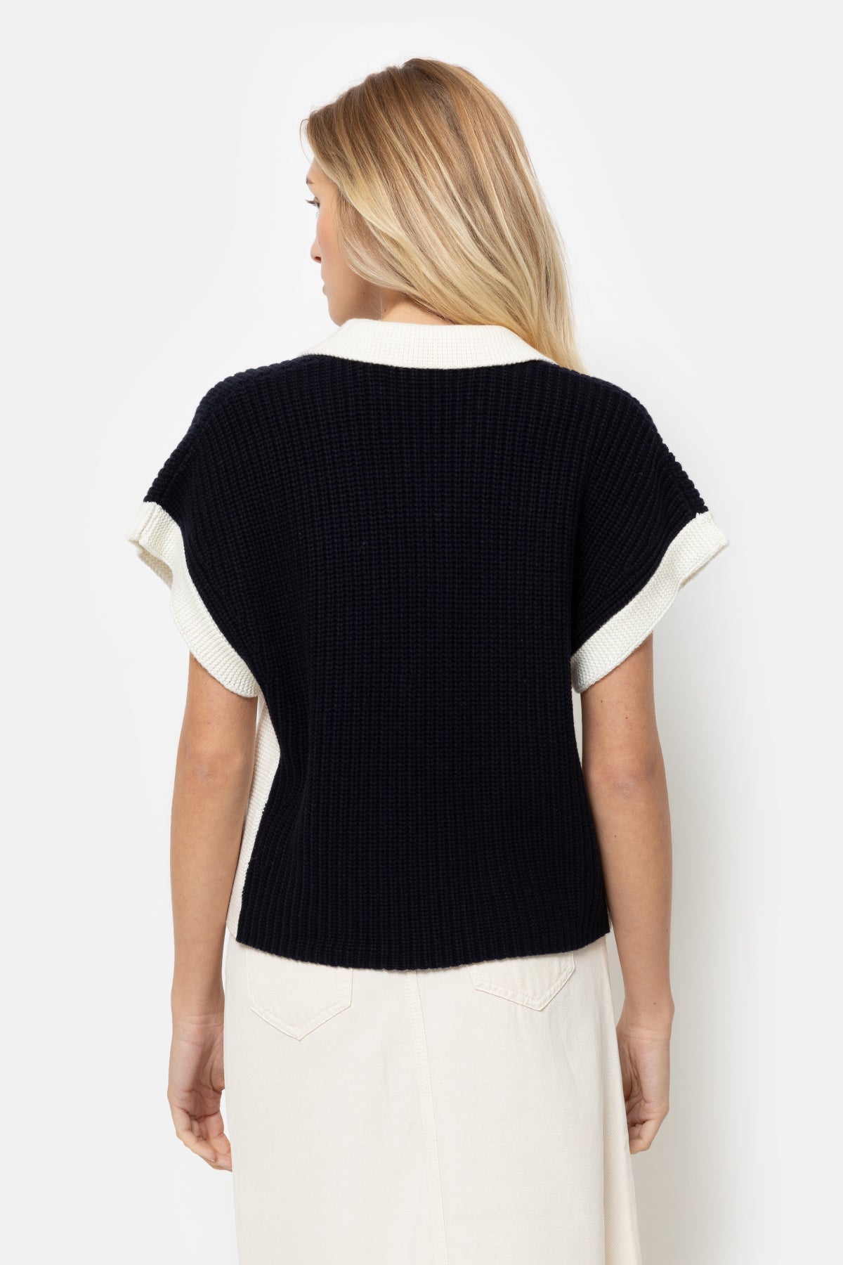 Louchka Polo Sweater | Navy Blue & White