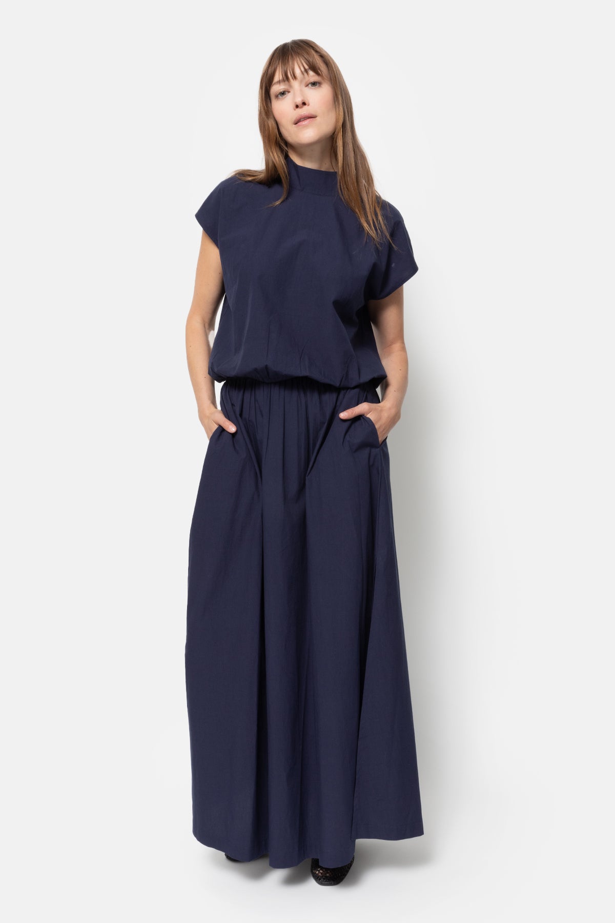 Kilt Long Skirt | Navy Blue