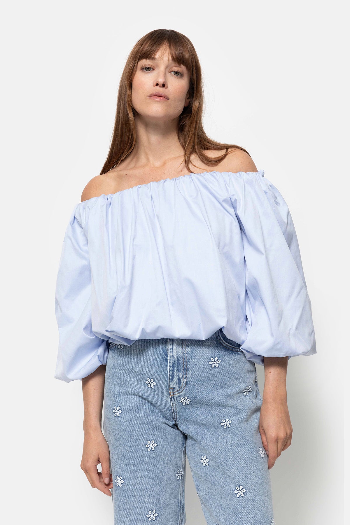 Now Off Shoulder Top | Light Blue – Âme antwerp