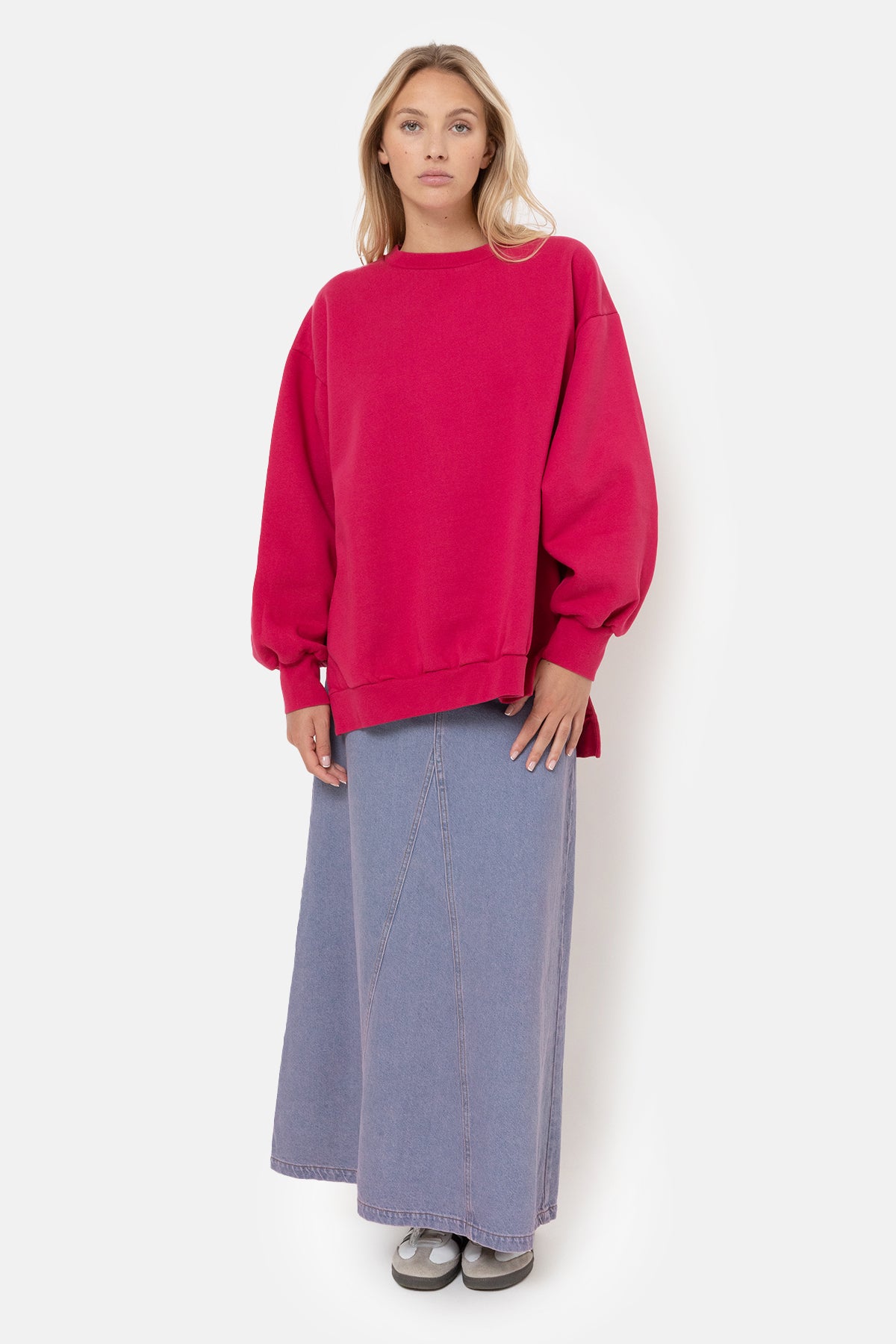 Itdone Long Denim Skirt | Pink Denim