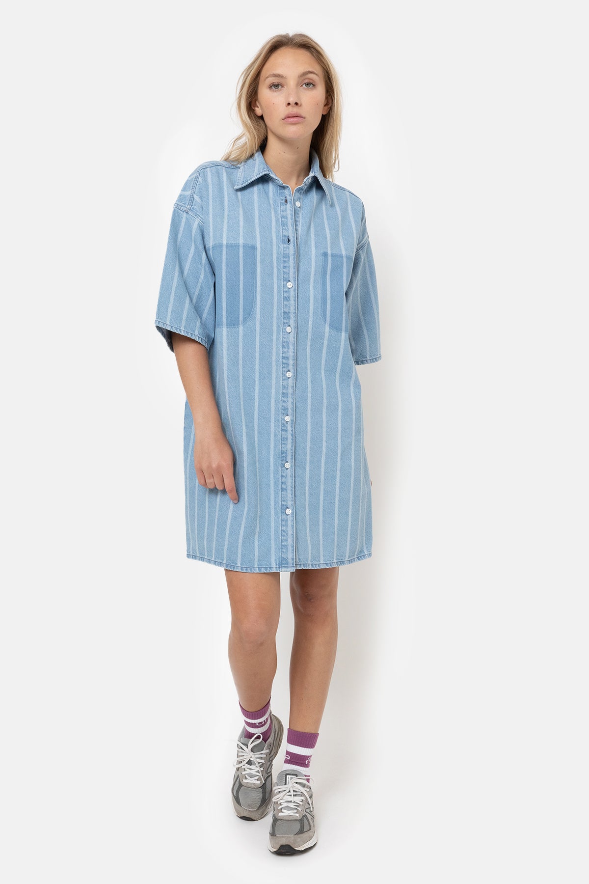 Julie Short Denim Dress | Striped Denim