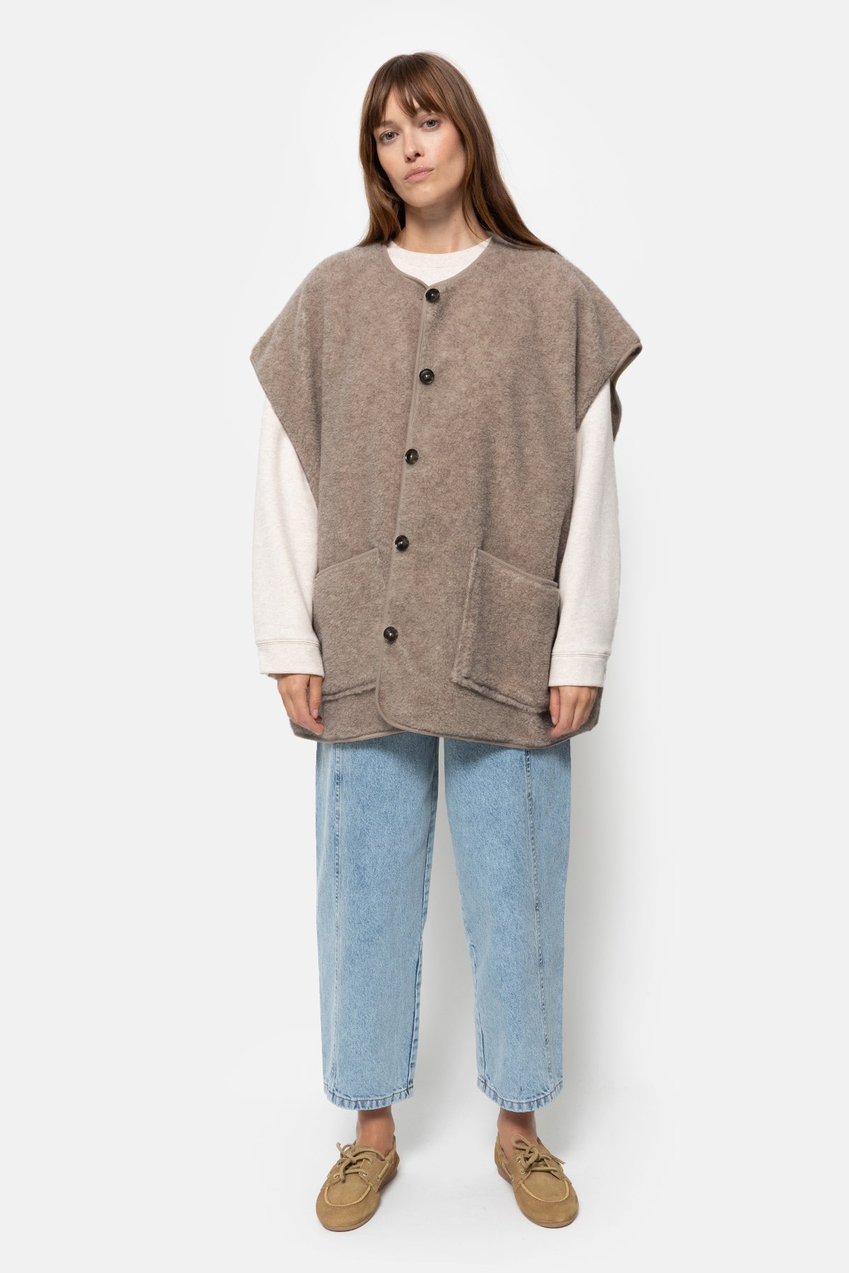 Ines Teddy Oversized Jacket | Taupe