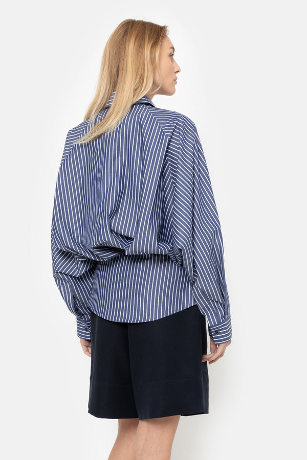 Mason Poplin Shirt | White & Blue Stripes