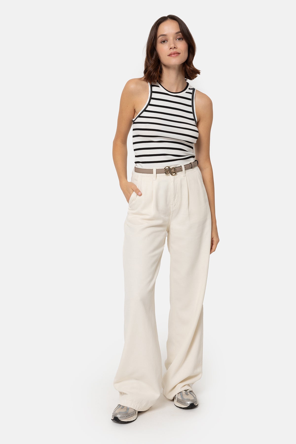 Fabric Tank Top | Black & White Stripes