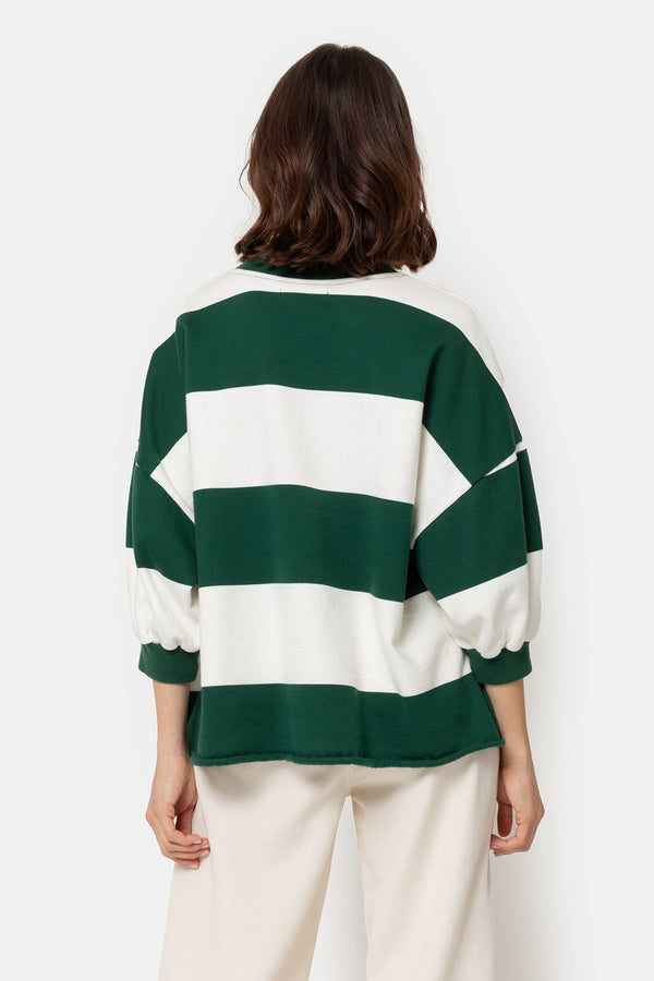 Liv Sweatshirt manches 3/4 | Rayures Vertes et Blanches