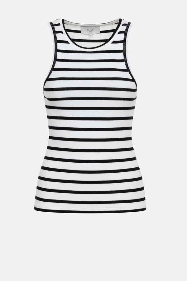 Fabric Tank Top | Black & White Stripes