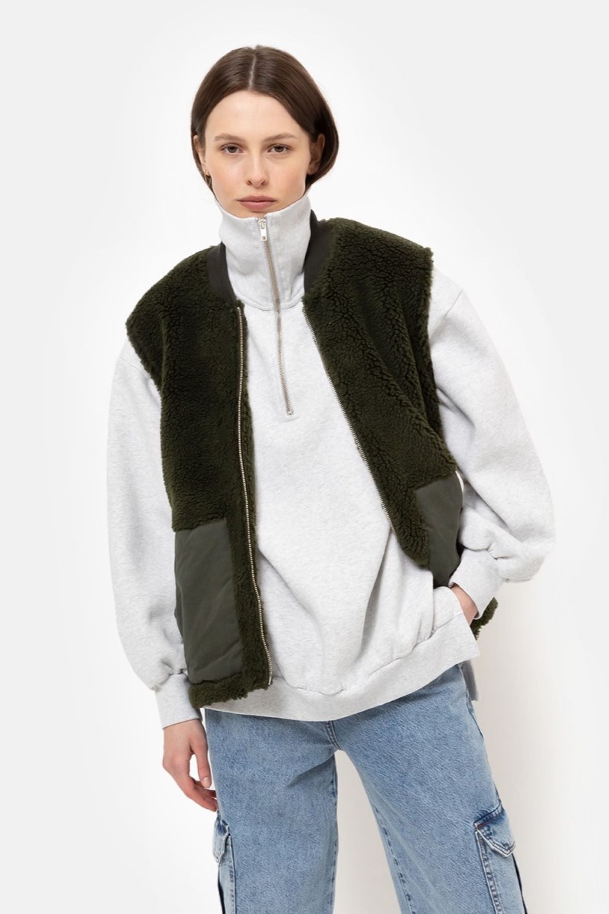 Gilet sans manches en teddy Gunther | Vert avocat