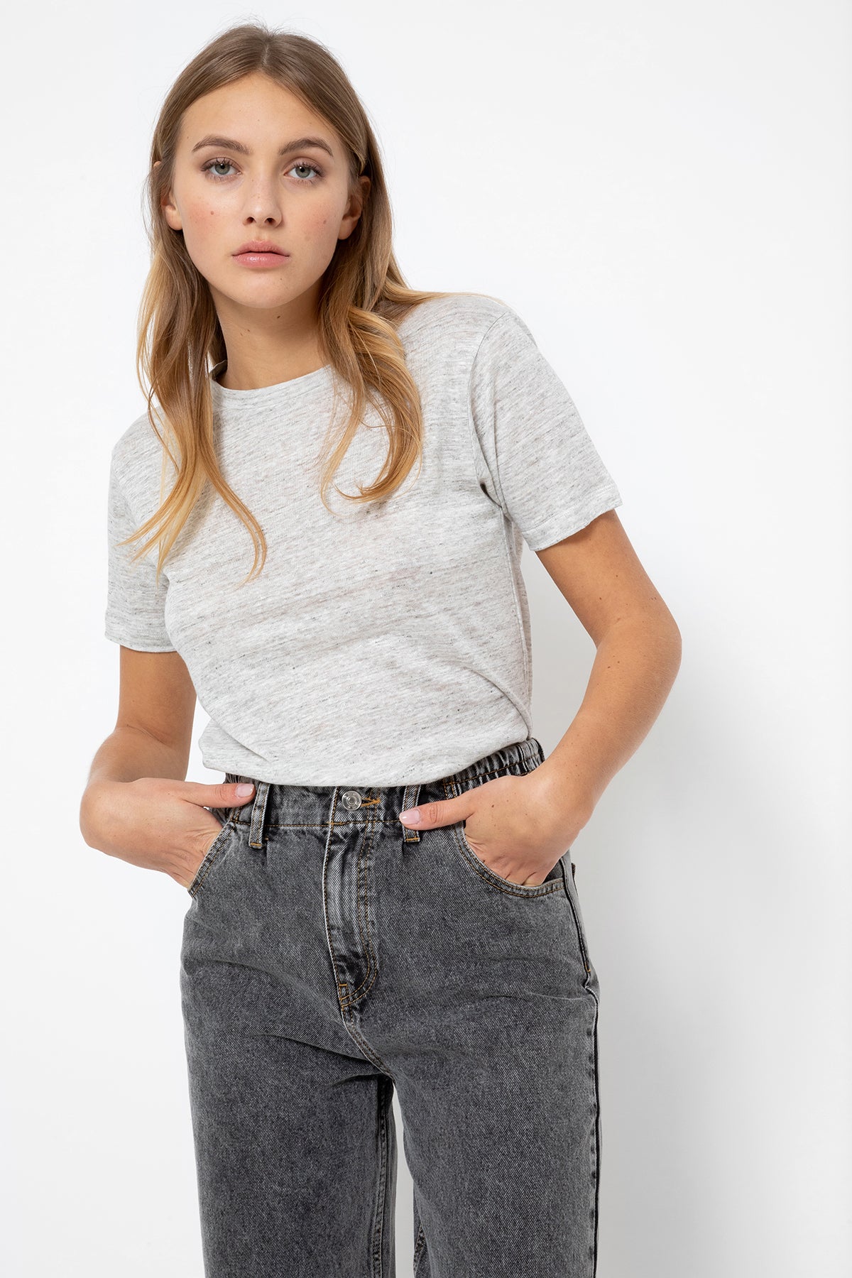 Julia linen T-shirt | Marled Grey
