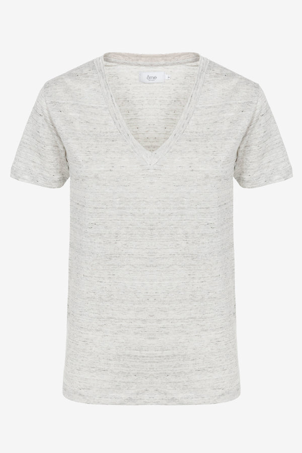 Dalton linen T-shirt | Marled Grey